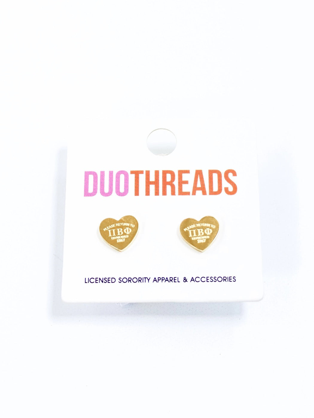 DUOTHREADS Sorority HEART Earrings