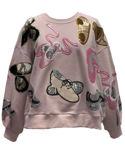 QUEEN OF SPARKLES Sequin DANCE SHOES Sweatshirt