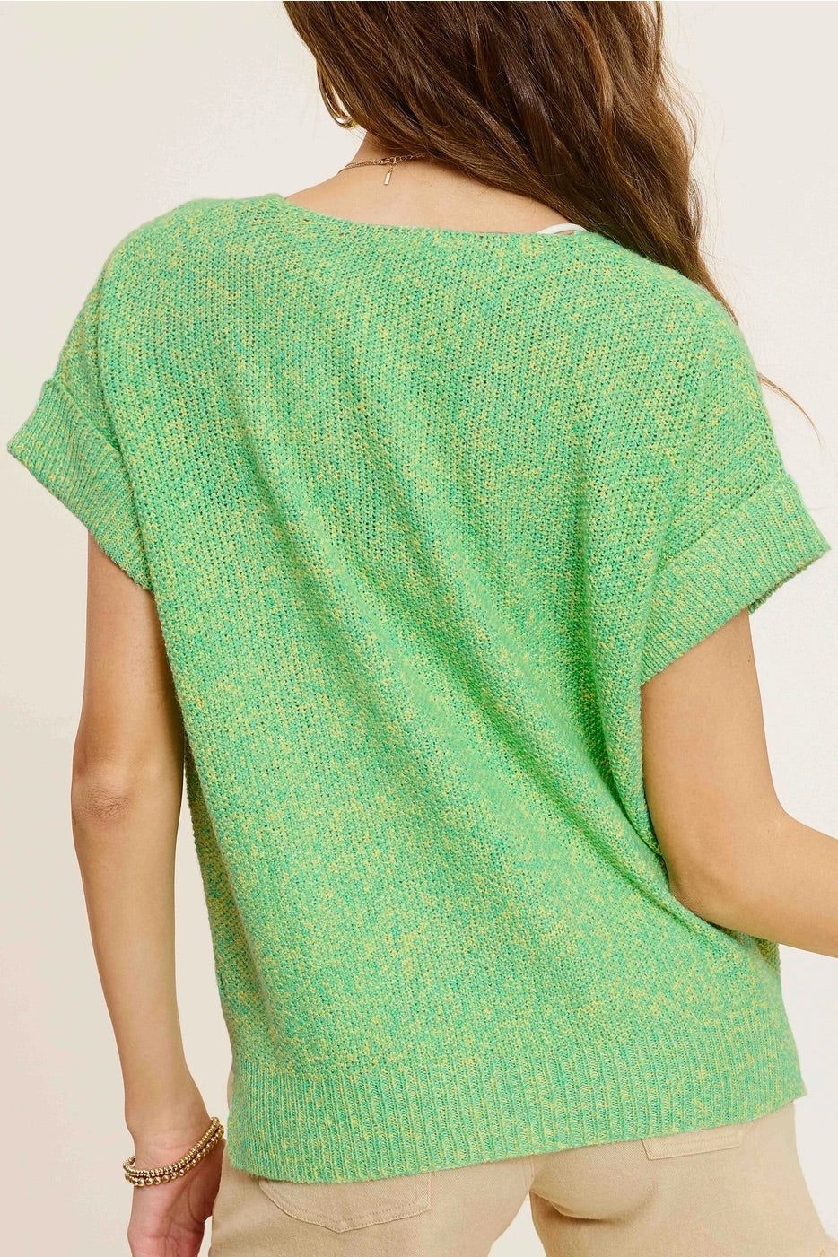 EMORY Lightweight V-Neck Short Sleeve Knit Top