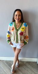 QUEEN OF SPARKLES Lurex Knit/Sequin POPPY Cardigan Top