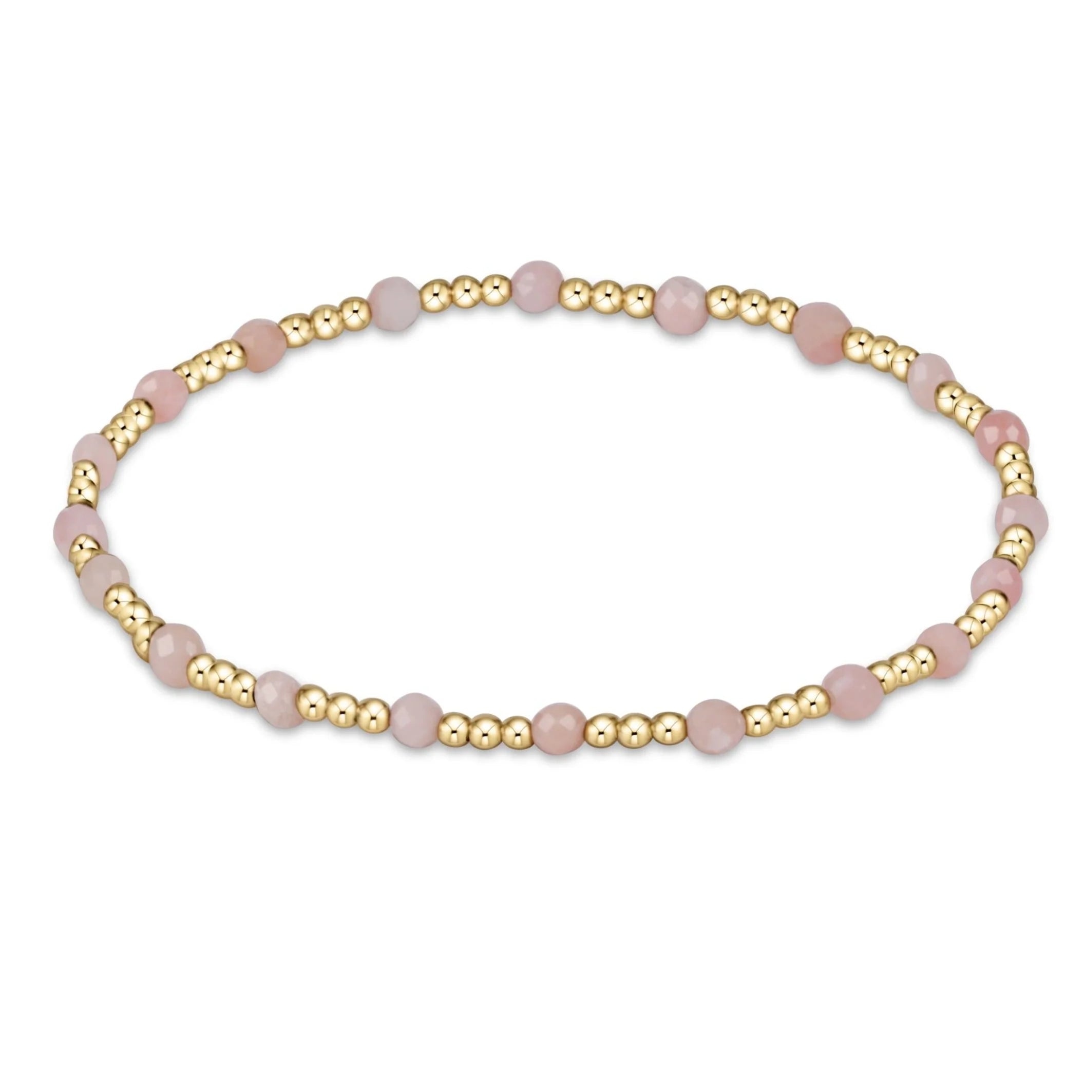 Enewton Gemstone Gold SINCERITY Pattern 3mm Bead Bracelet - PINK OPAL