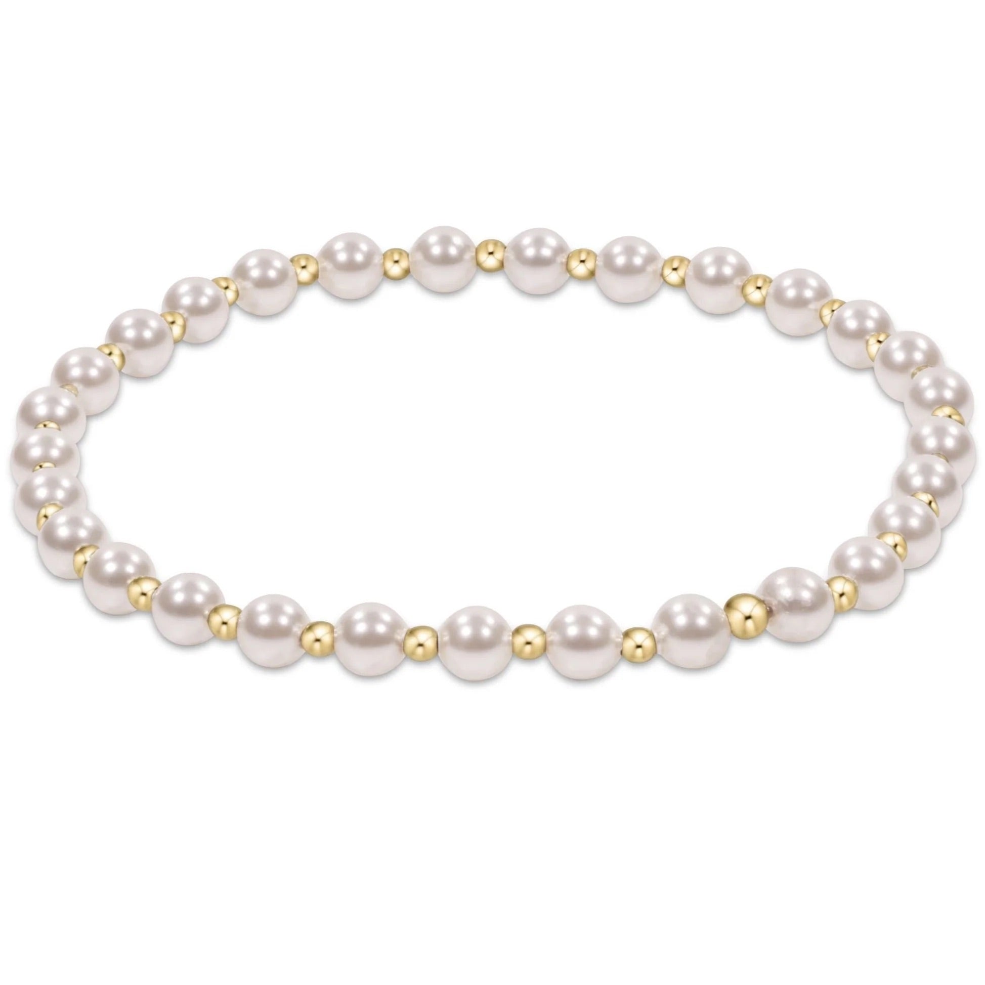 ENewton Classic GRATEFUL Pattern 4mm Bead Bracelet - Pearl