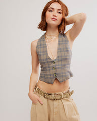 FREE PEOPLE Plaid LIBBY Vest Top