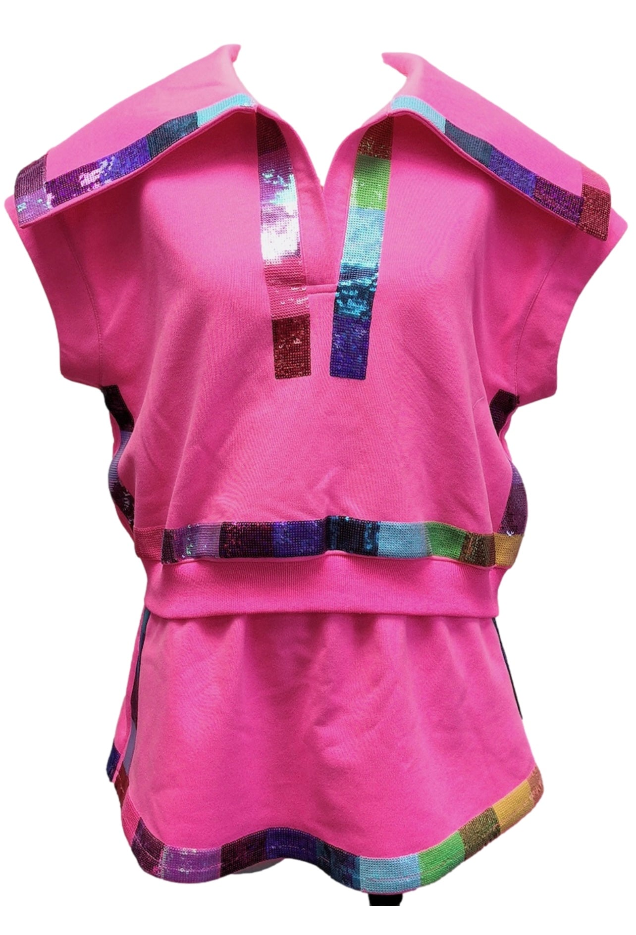 QUEEN OF SPARKLES Sequin RAINBOW Trim Skort