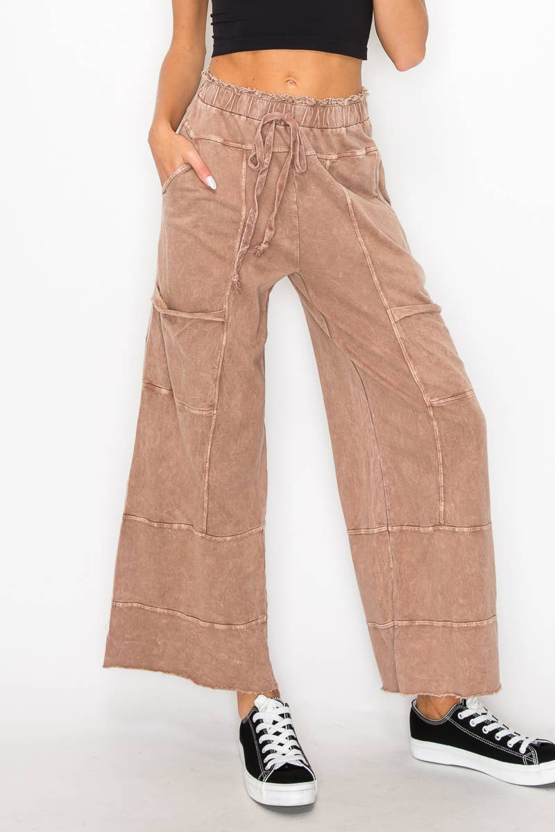 ECHOES Mineral Wash Wide leg Cropped pants