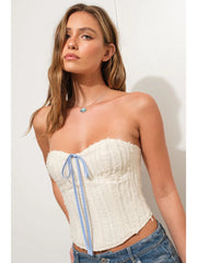 PRETTY GARBAGE LaceupBack PAULINE Textured Corset Top