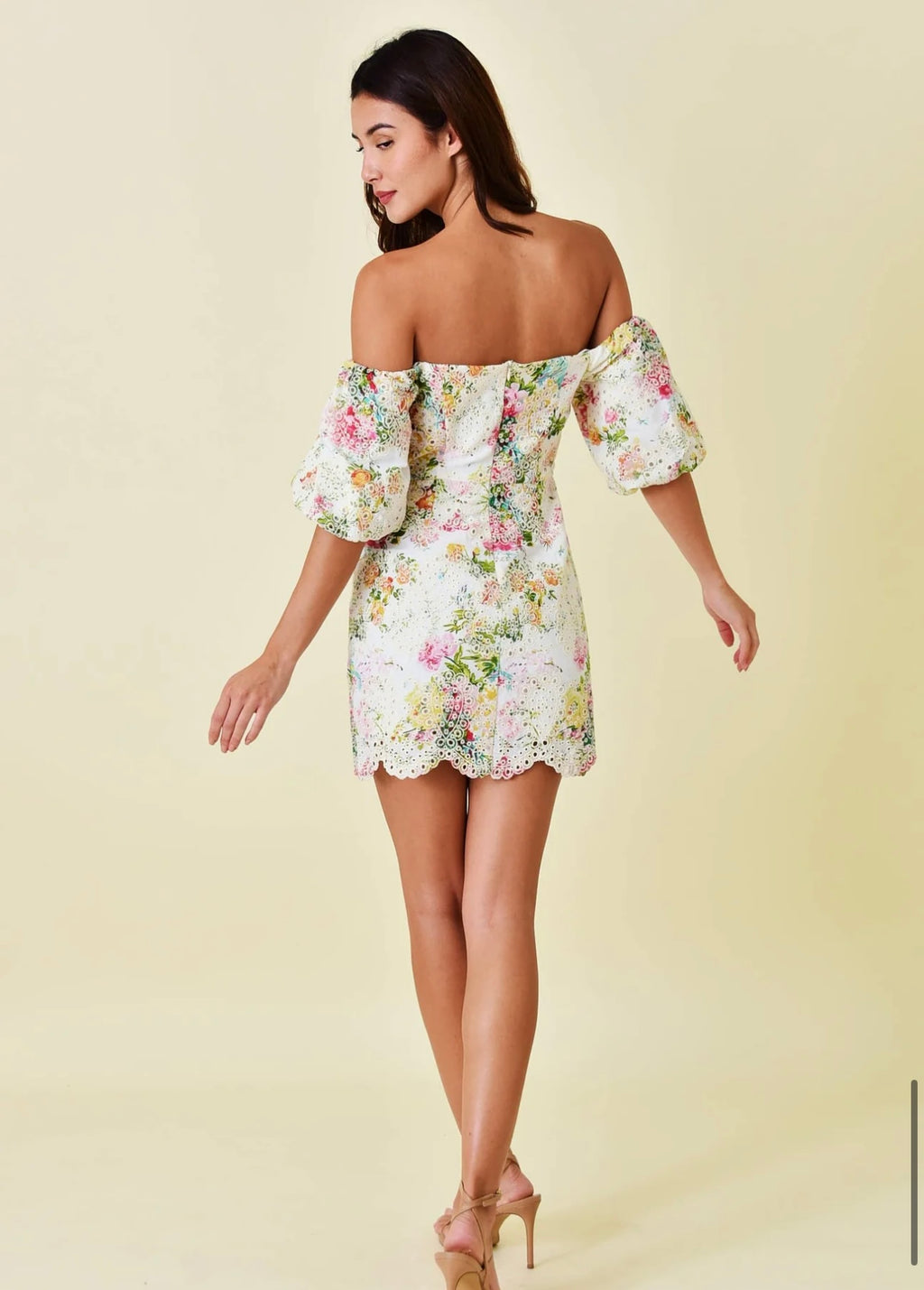 GARDEN PARTY Floral PuffSleeve Lace Dress
