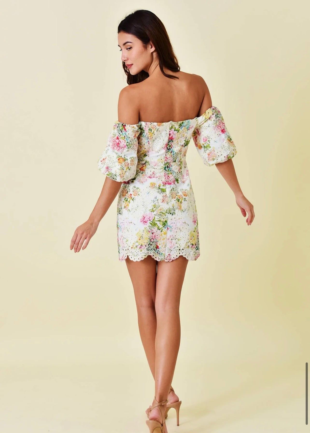 GARDEN PARTY Floral PuffSleeve Lace Dress