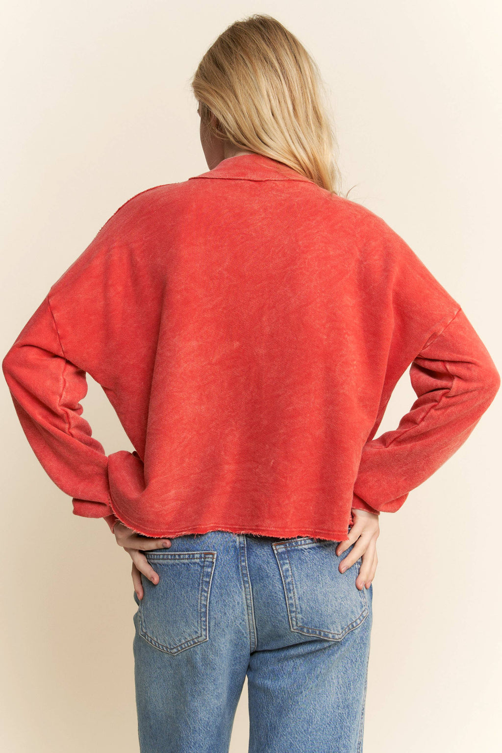 WYNN Mineral Wash HalfZip Kanga Pocket Top