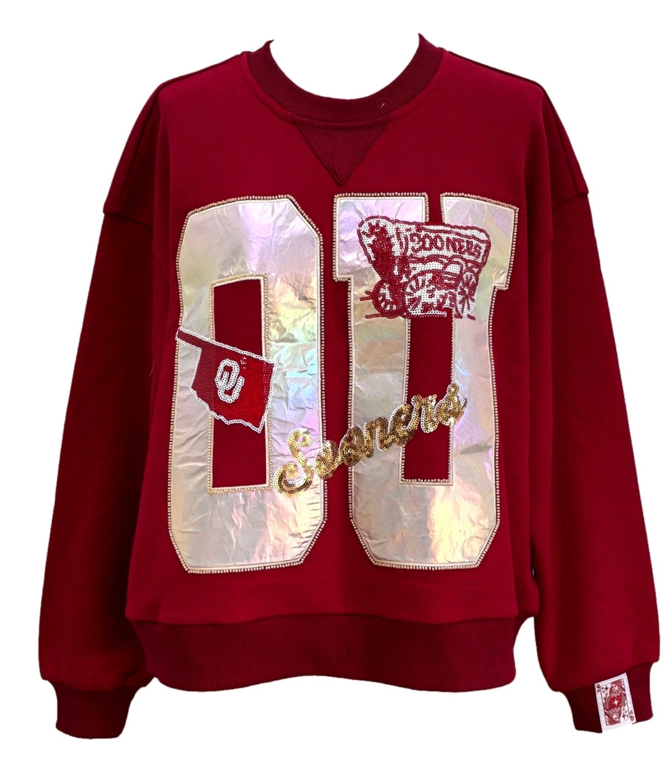 QUEEN OF SPARKLES Licensed OKLAHOMA METALLIC Word With Icons SweatShirt