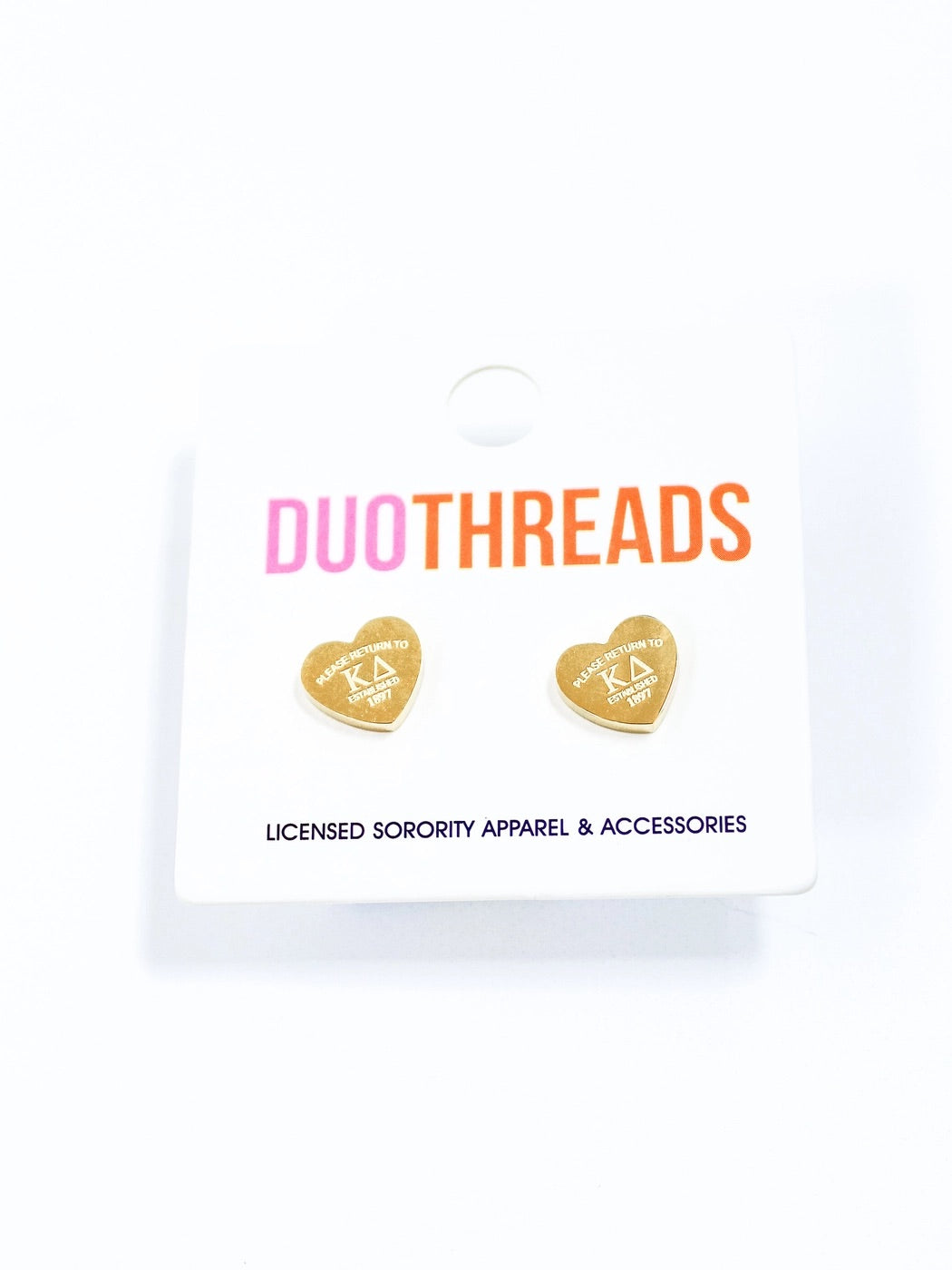 DUOTHREADS Sorority HEART Earrings