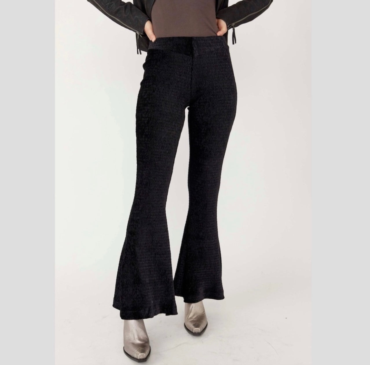 FREE PEOPLE Velvet SO CHARMING Ribbed Pullon Flare Pant