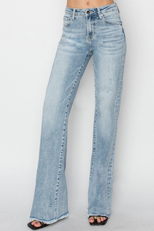 MELISSA HiRise LONG StraightLeg FrayHem Jean