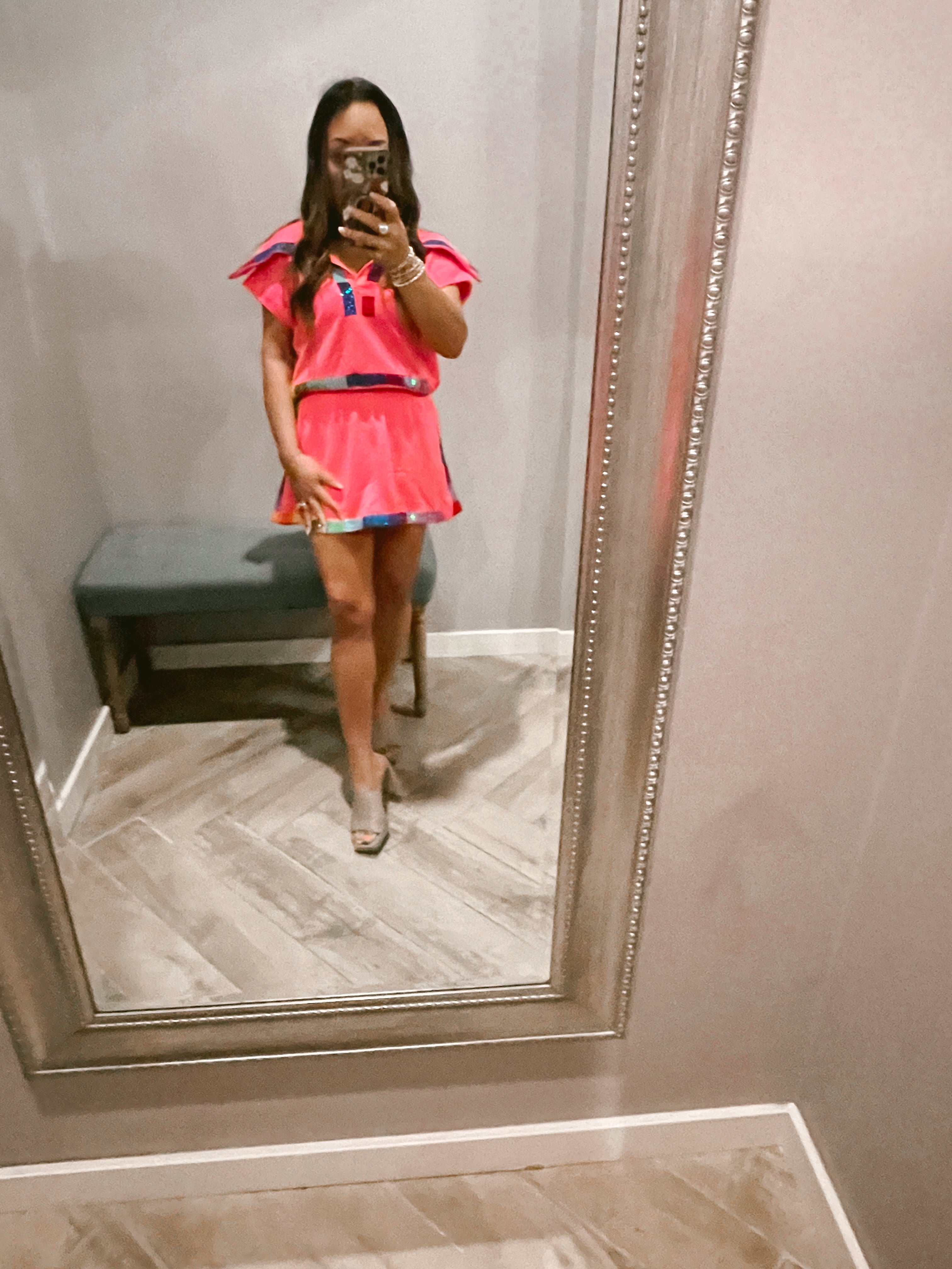 QUEEN OF SPARKLES Sequin RAINBOW Trim Skort