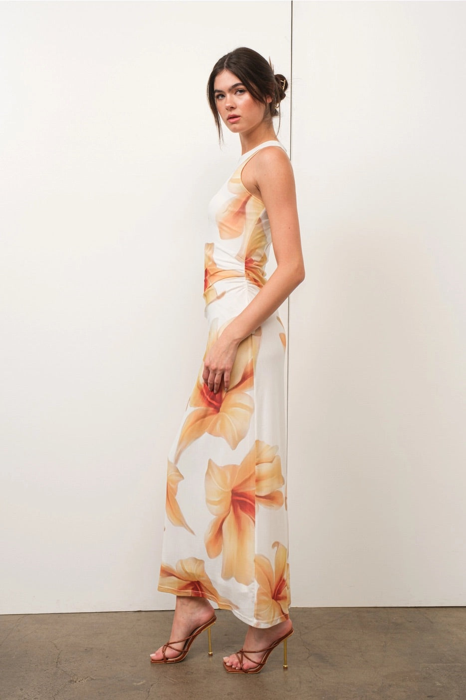 PRETTY GARBAGE Mesh DASHING Floral Maxi Dress
