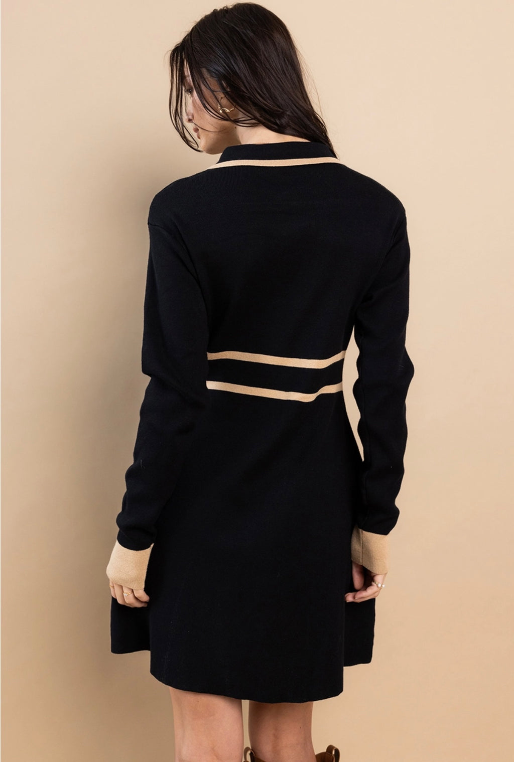 FORD ColorBlock SweaterKnit Collared Dress