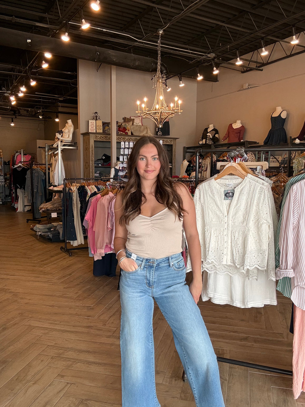 Bobi Shirred Front Cami - SANDY