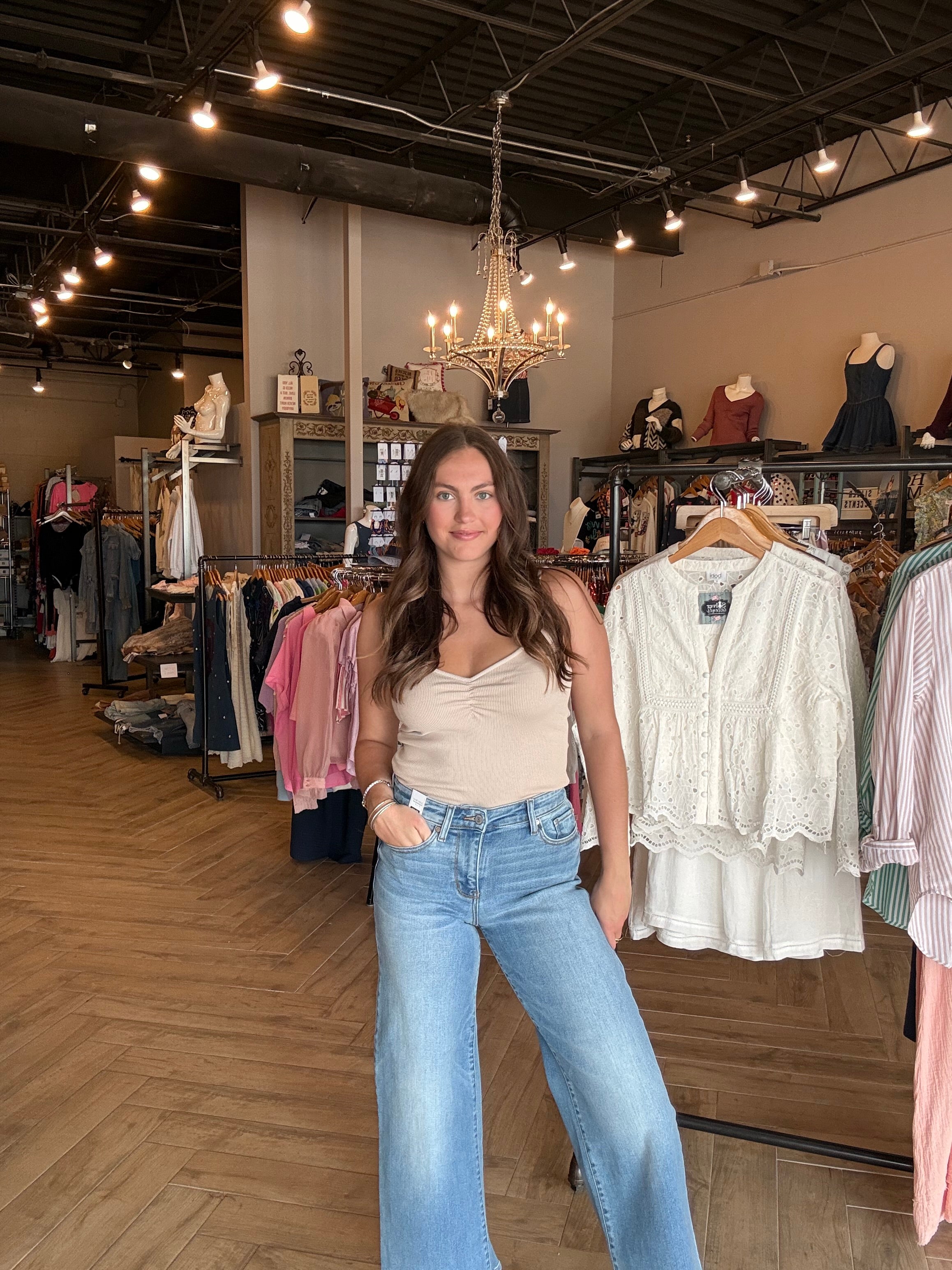 Bobi Shirred Front Cami - SANDY
