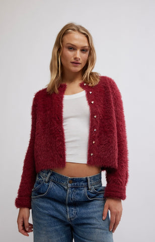 FREE PEOPLE FuzzyKnit CELESTE JewelButton Cardigan