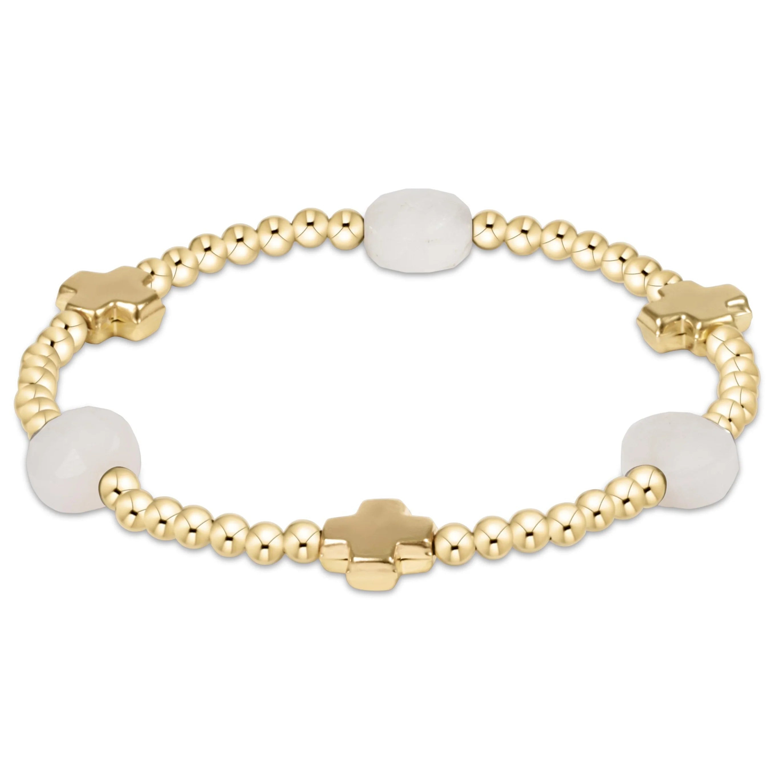 Enewton Signature Cross ADMIRE Gold Pattern 3mm Bead Bracelet - MOONSTONE