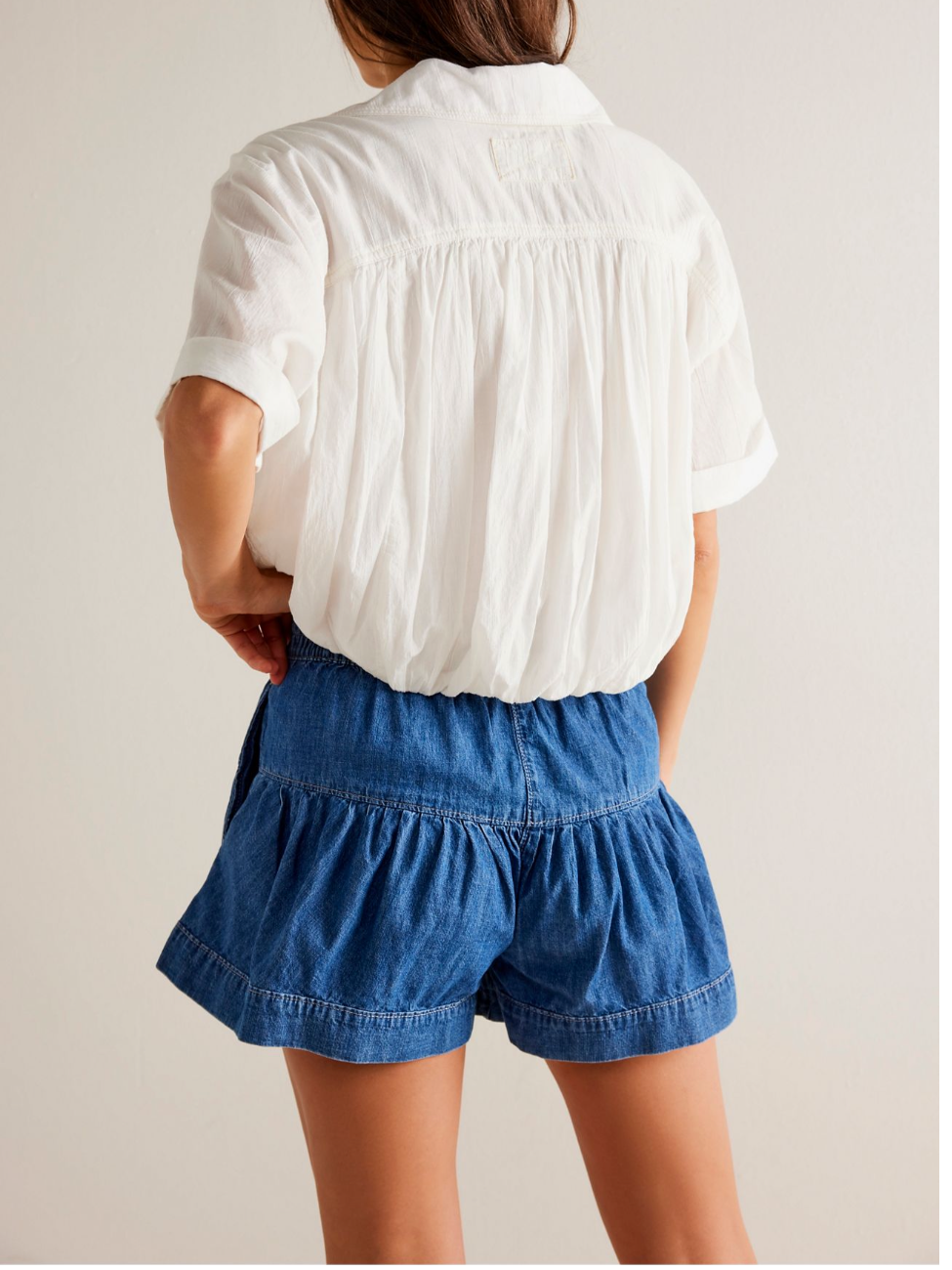 FREE PEOPLE Denim FLEUR Pleated Short