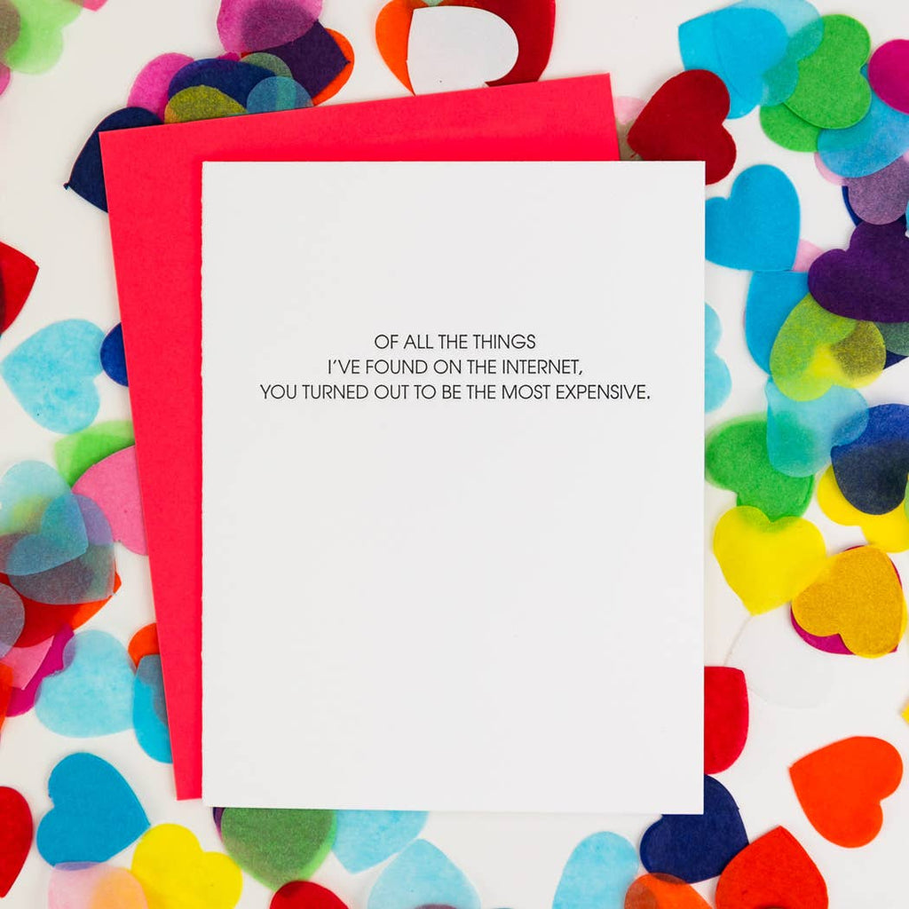 You: Most Expensive Things on the Internet Letterpress Card