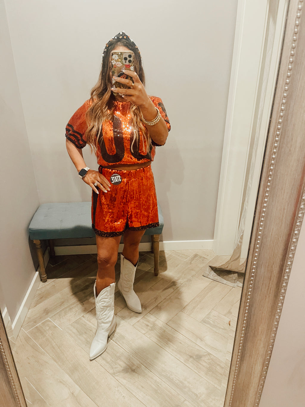 WD Sequin DOUBLE ZERO Crop Top