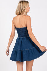 MILEY Denim Corset Bust Tiered Skirt Dress