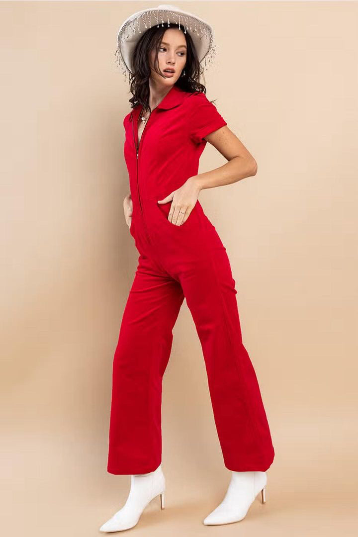 REWARD Cord Zip Front Jumpsuit