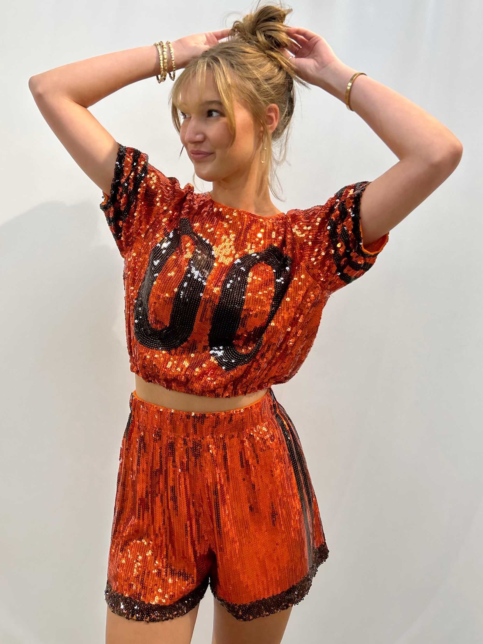 WD Sequin DOUBLE ZERO Crop Top