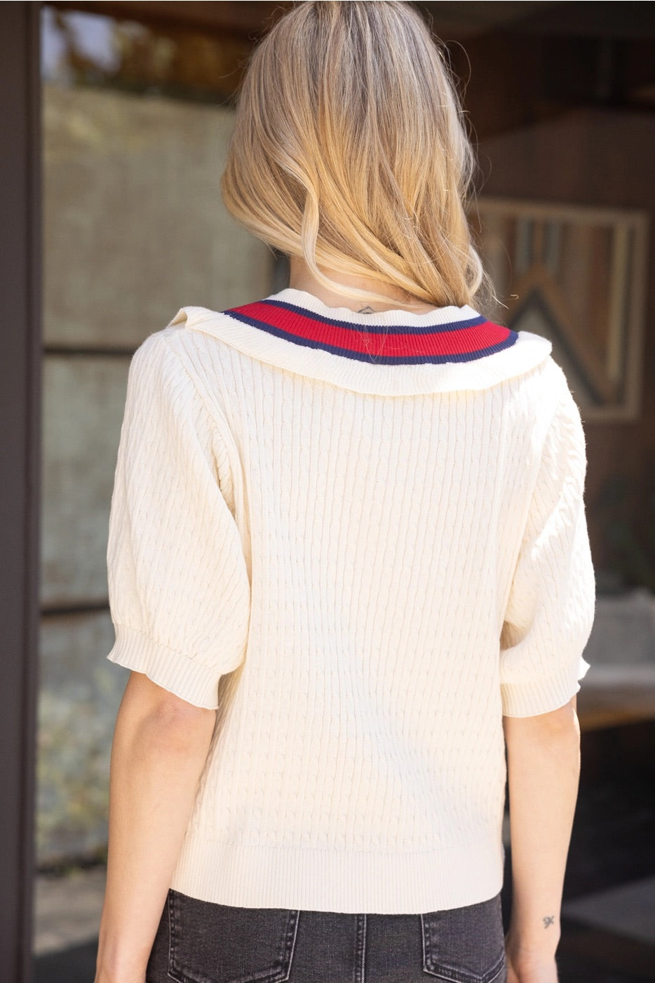 MARMONT MultiColor Striped V-Neck Sweater Top