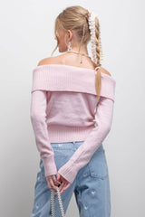 CHAYNIE FoldOver OffShoulder Sweater Top