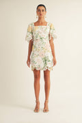 AROSE STUDIO Floral DEANNA Lace Square Neck Dress
