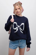 HALEN Bow Graphic CrewNeck Sweater