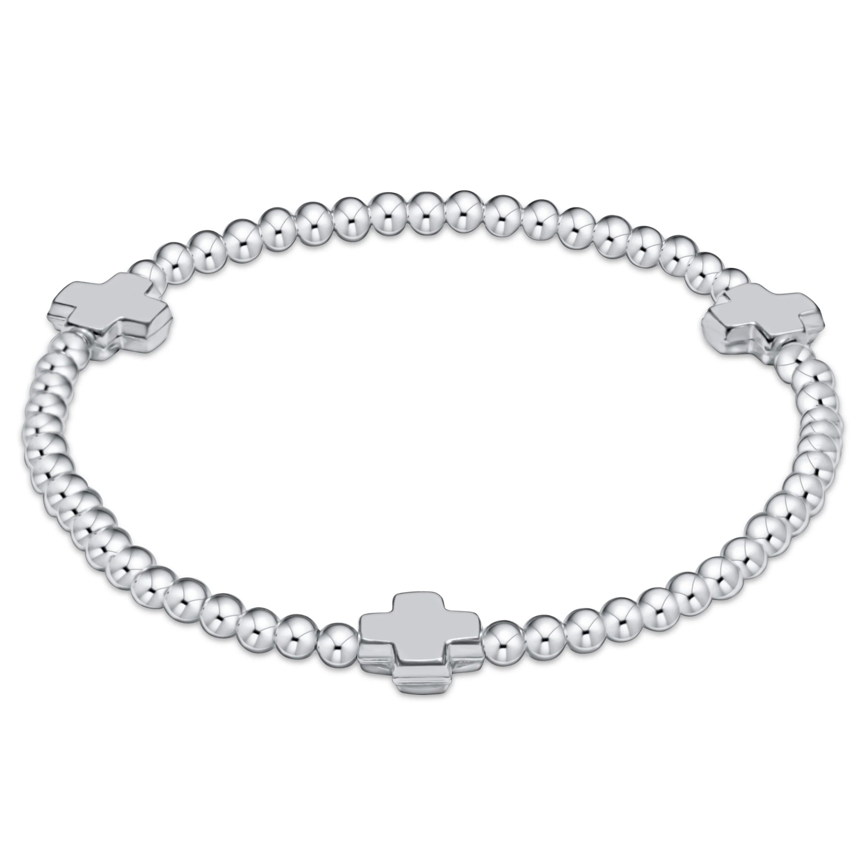 ENewton SIGNATURE CROSS Sterling Pattern 3mm Bead Bracelet