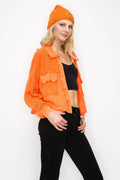 SGA WaffleKnit Cropped Shacket Top