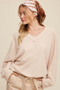 INSPO WaffleKnit V-Neck CinchWaist Top