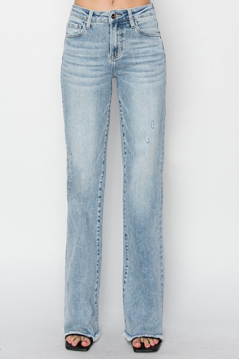 MELISSA HiRise LONG StraightLeg FrayHem Jean