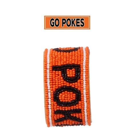 DD Oklahoma State GO POKES Beaded Cuff Bracelet