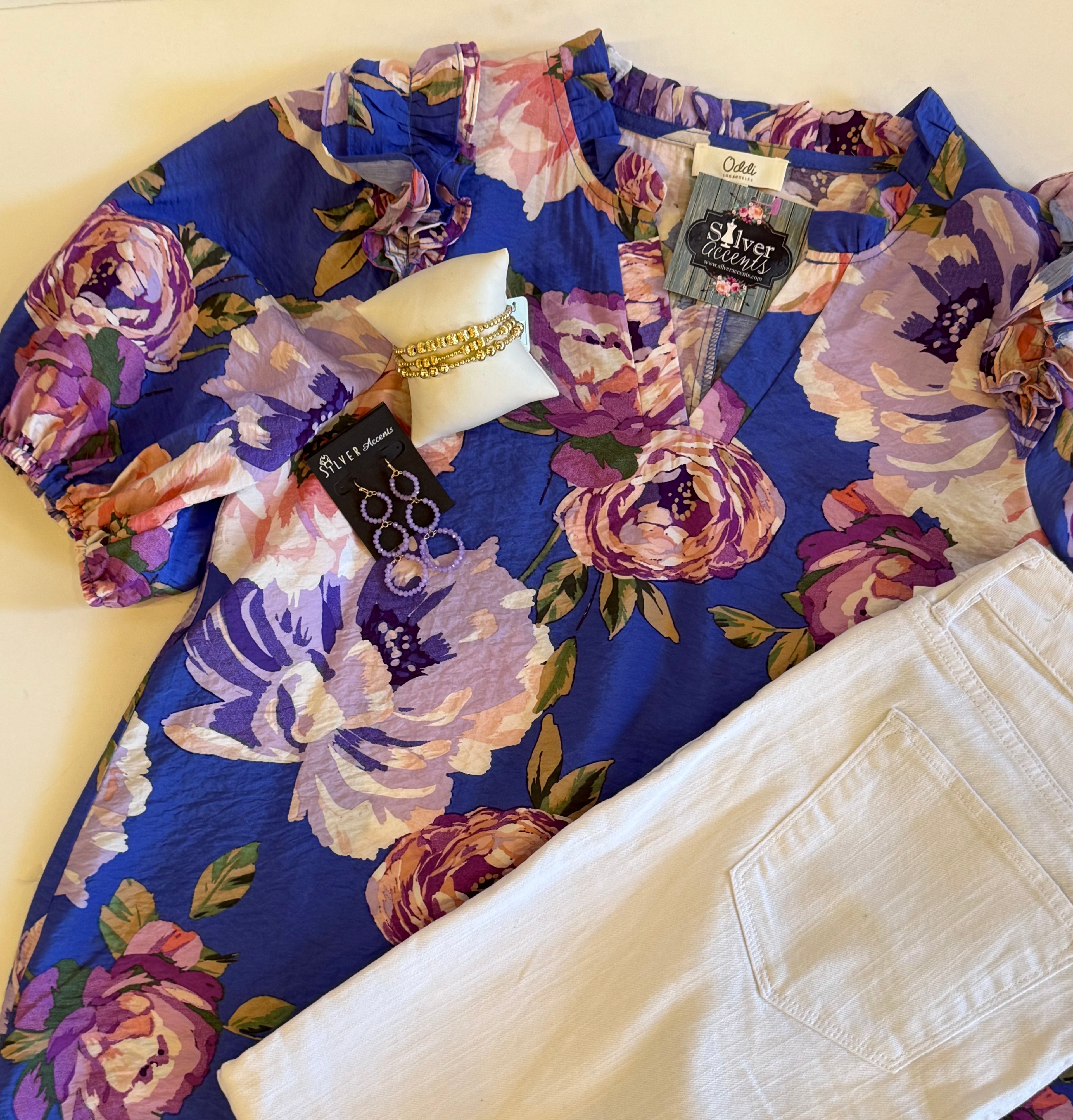 DELILAH Floral Ruffle PuffSleeve