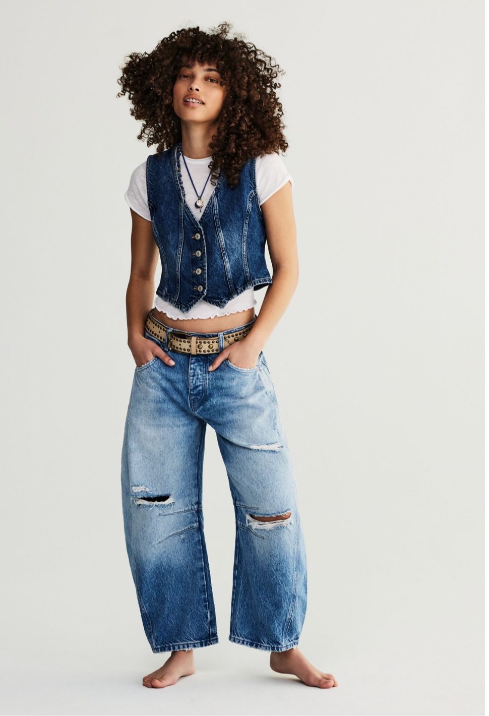 FREE PEOPLE MidRise GOOD LUCK Barrel Jeans