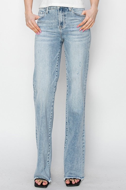 MELISSA HiRise LONG StraightLeg FrayHem Jean