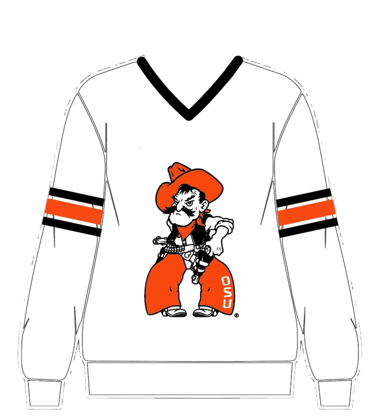 QUEEN OF SPARKLES Oklahoma State University PISTOL PETE Sequin Jersey Sweatshirt OSU