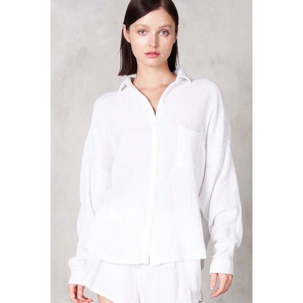 STARRY EYED DoubleGaze MineralWash ButtonDown Top