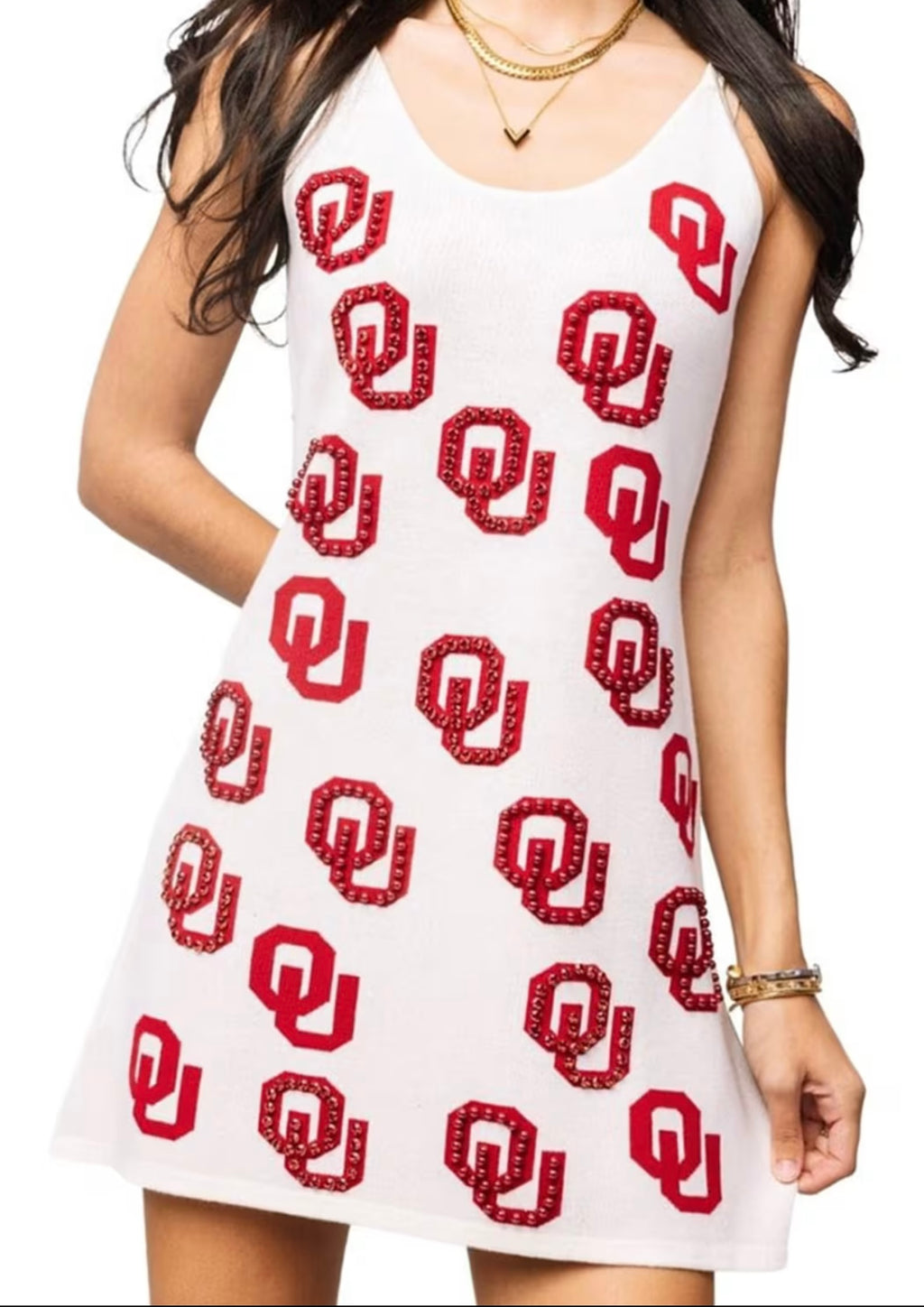 QUEEN OF SPARKLES Licensed OKLAHOMA KNIT IN Rhinestone OU Knit Dress