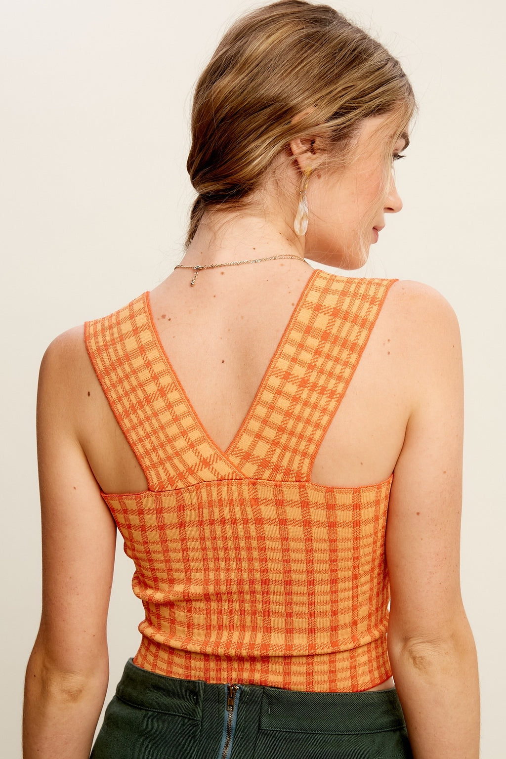 EMPIRE Plaid Knit Brami Top