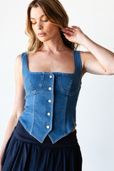 VAL StretchDenim Corset Vest Top