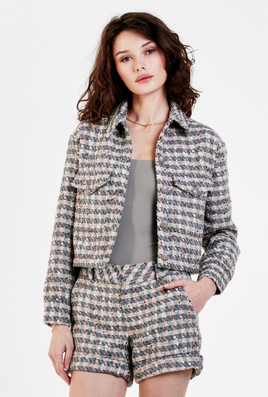 ANOTHER LOVE Tweed MORGAN FringeHem Crop Jacket