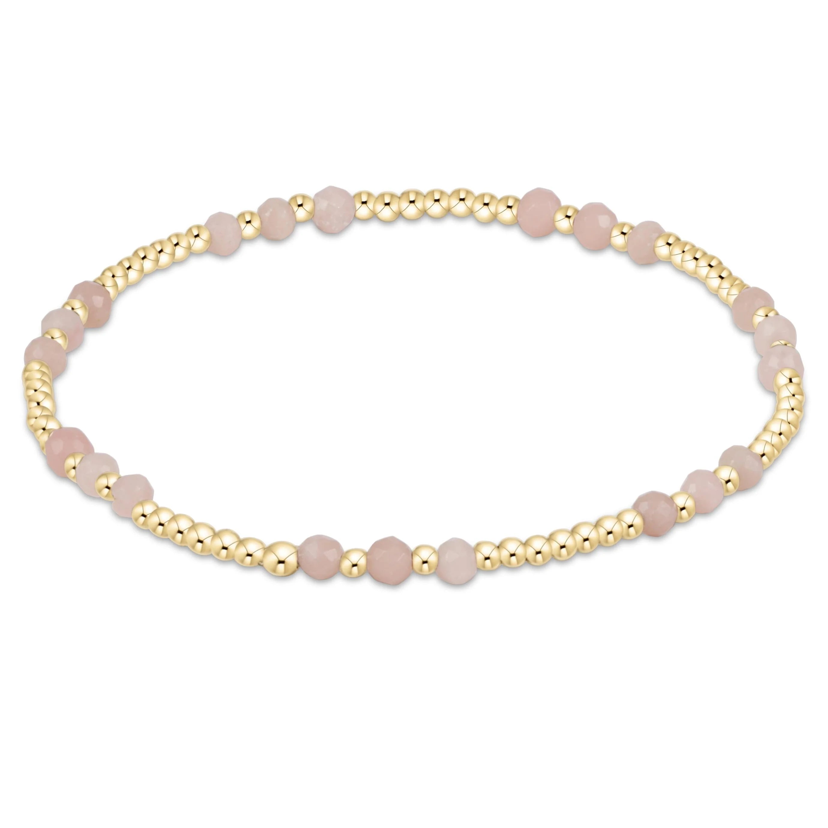 Enewton Gemstone Gold JOY Pattern 3mm Bead Bracelet - PINK OPAL