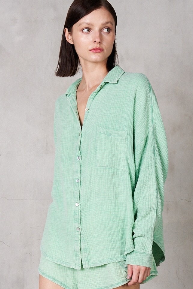 STARRY EYED DoubleGaze MineralWash ButtonDown Top